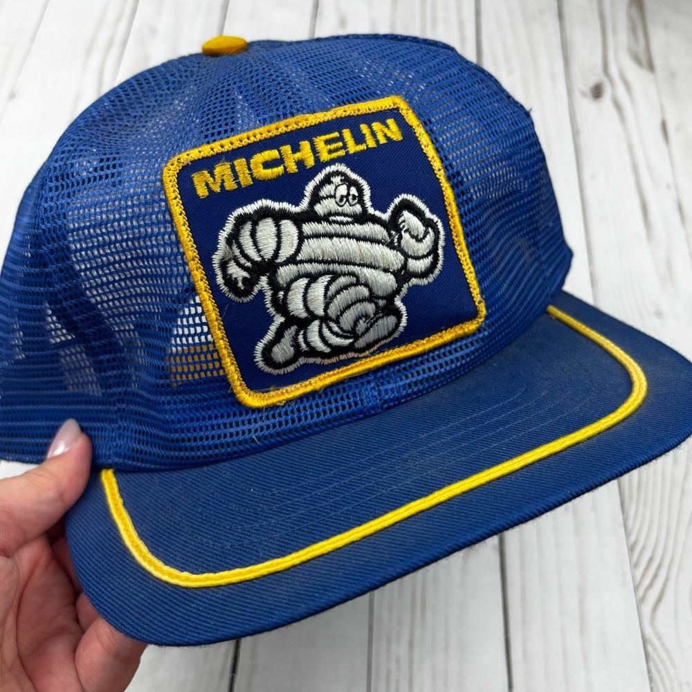Vintage Michelin Man Trucker Hat Blue Made in USA